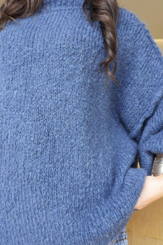 Big Softie Funnel Grunge Knit Denim